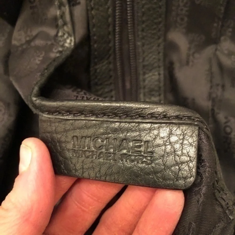 Michael kors black leather slouchy tote bag